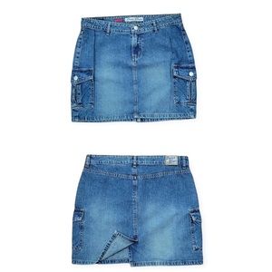 Vintage 90s Y2k * Paris Blues * Denim Cargo Skirt size women’s small medium M